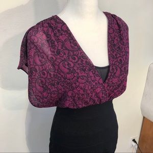 Nicole Miller cocktail midi dress black and pink